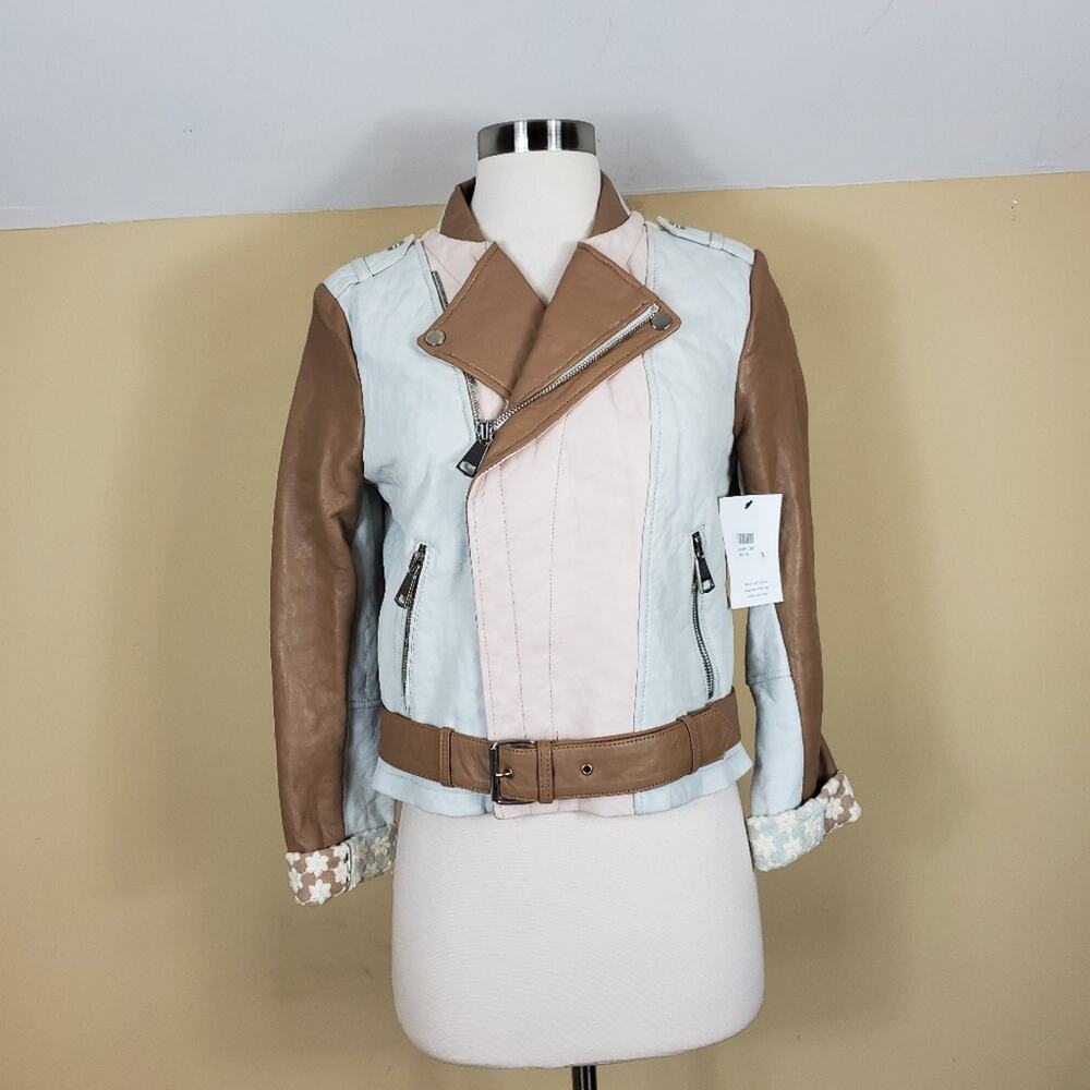 Maje Blood Leather Jacket In Multi Size 40 or US Large